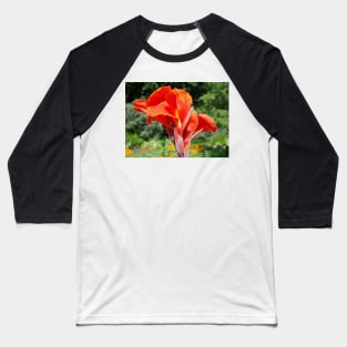 Red Canna Lilly Flower in Summer Garden Baseball T-Shirt